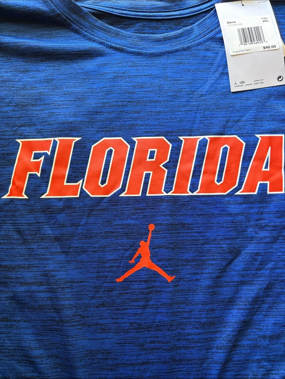 Jordan Blue Tee with Orange FLORIDA Logo